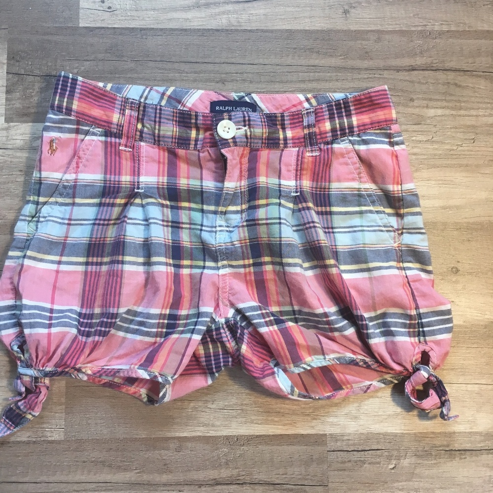 Ralph Lauren Girls Pink and BluePlaid Shorts